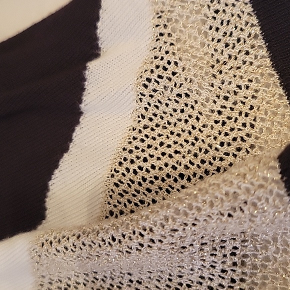 INC Womens XXL open front cardigan w/ metallic gold shimmer/ black and cream - Picture 6 of 6